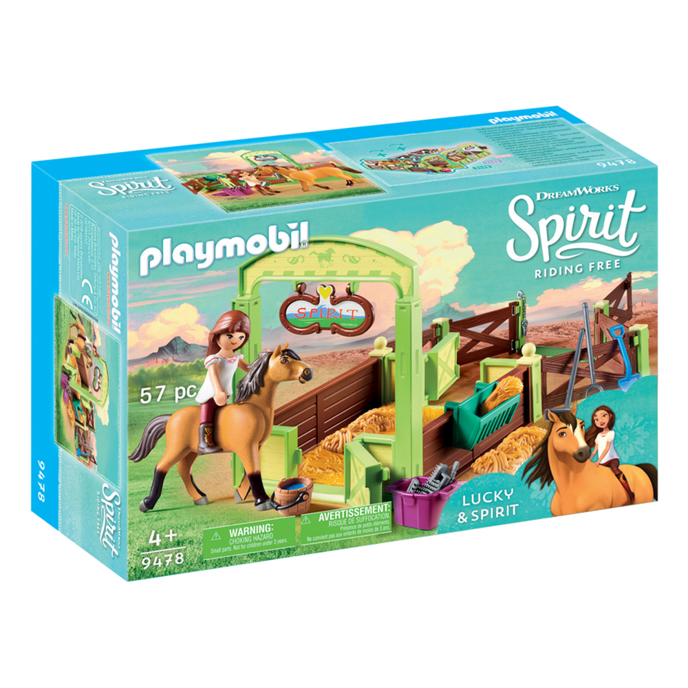 PRU /& Chica Linda with Horse Stall Abigail Boomerang Horse Stall with Coloring Playmat Dimple PlayMobil Mega Spirit Riding Playset for Kids with Spirit Riding Luckys House Room Marciella Figure